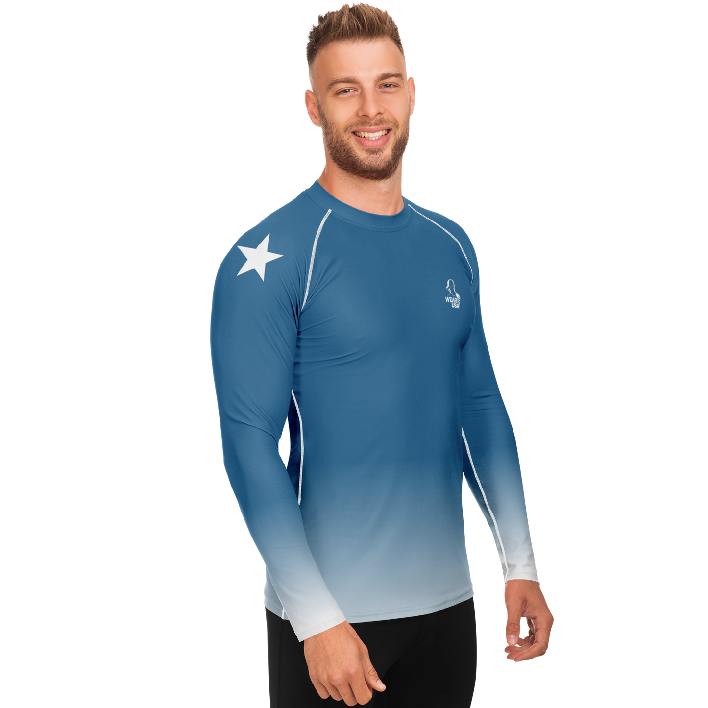 Turquoise Men's Rashguard - AOP