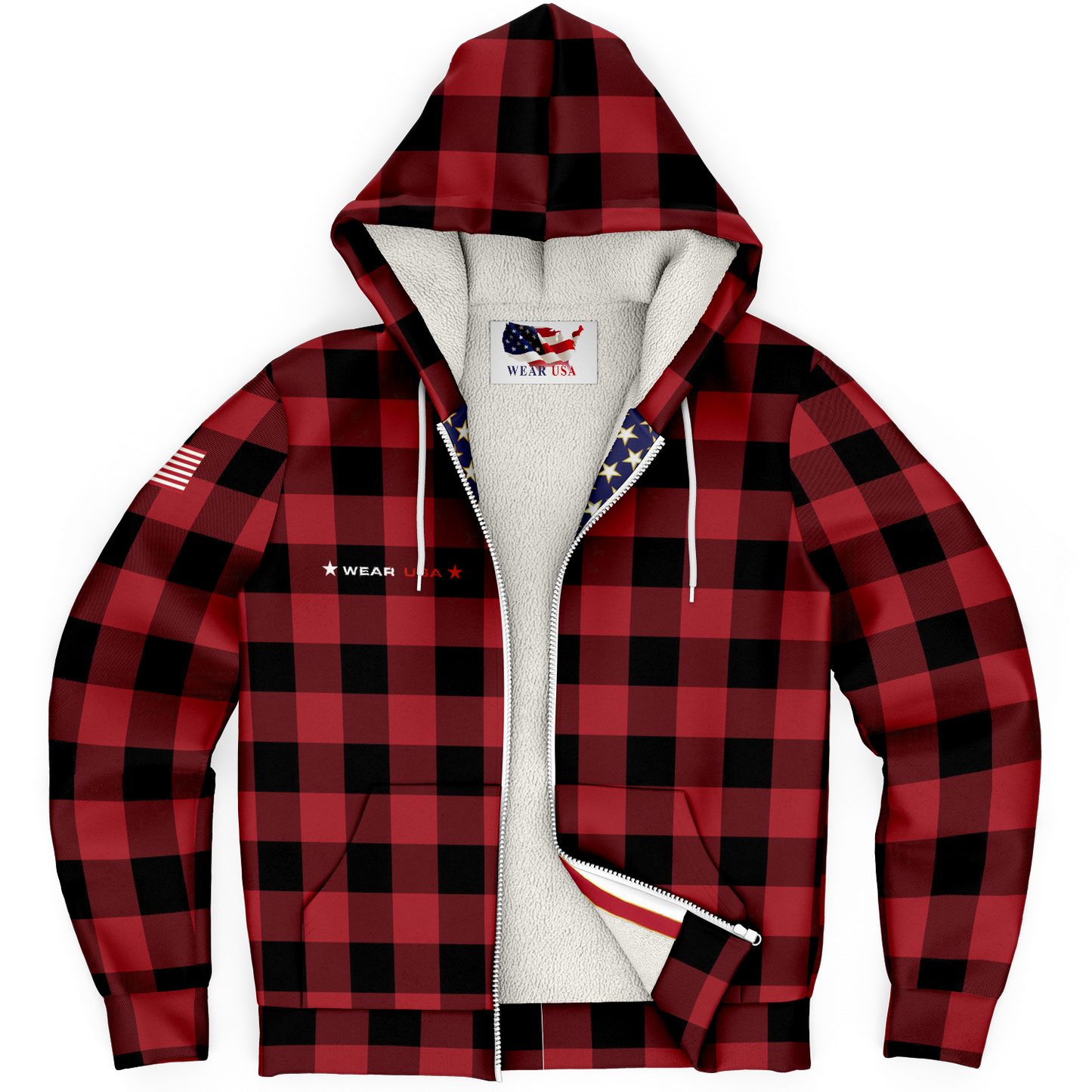 WEAR USA Checked Open Hoodie