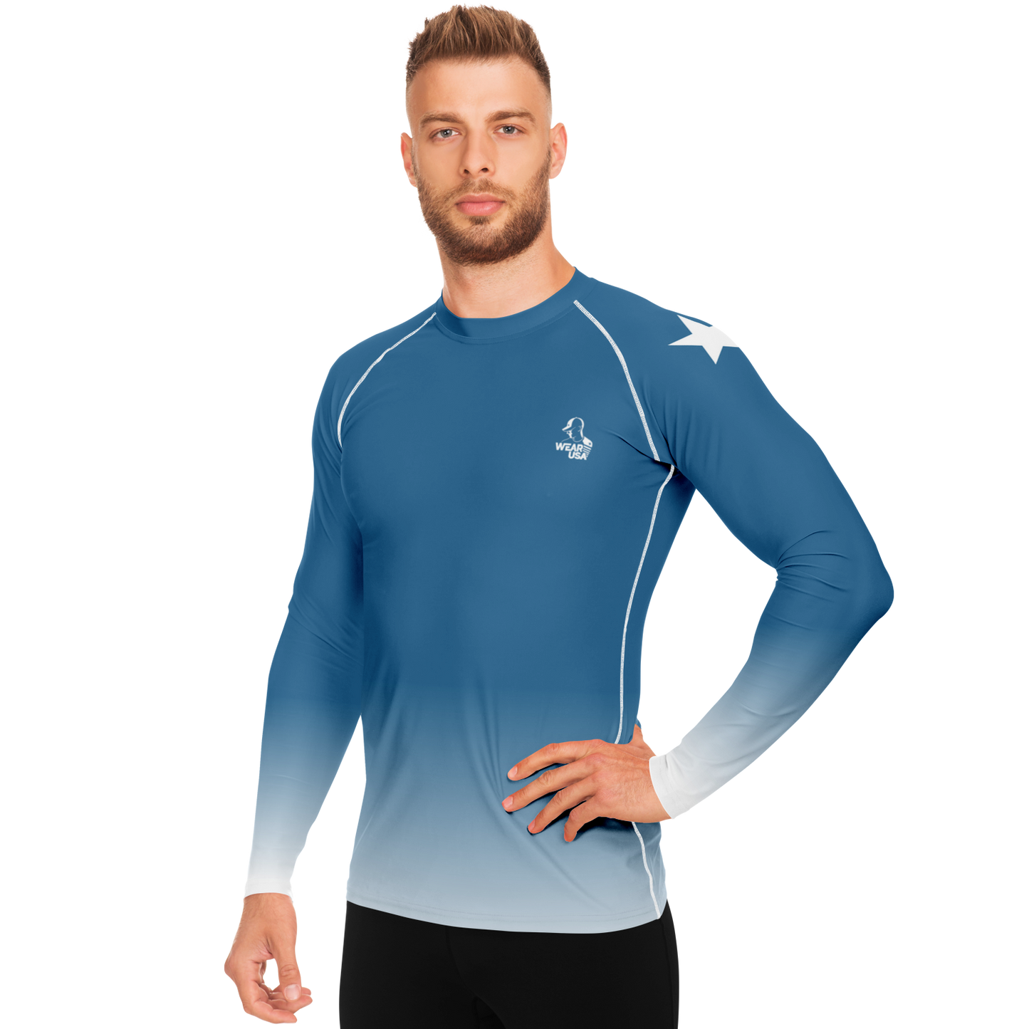 Turquoise Men's Rashguard - AOP