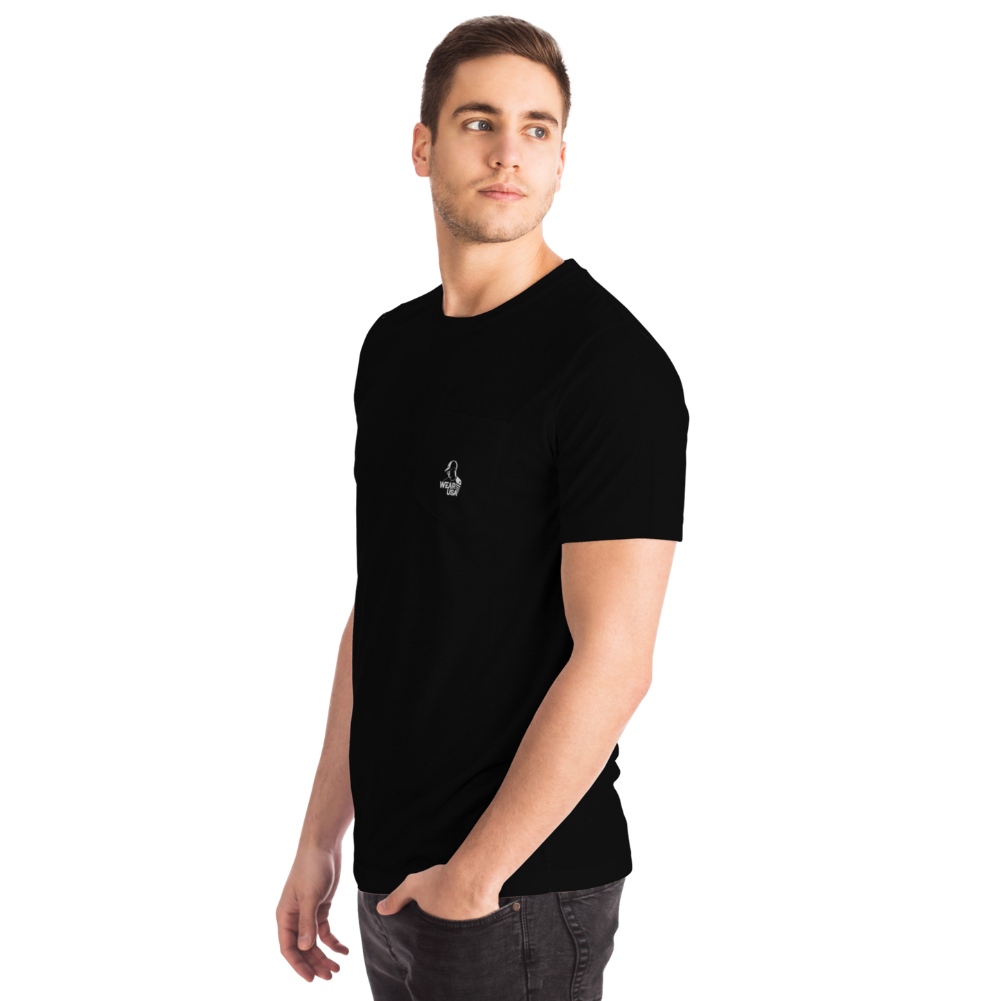 WU - Black Pocket T-shirt - AOP