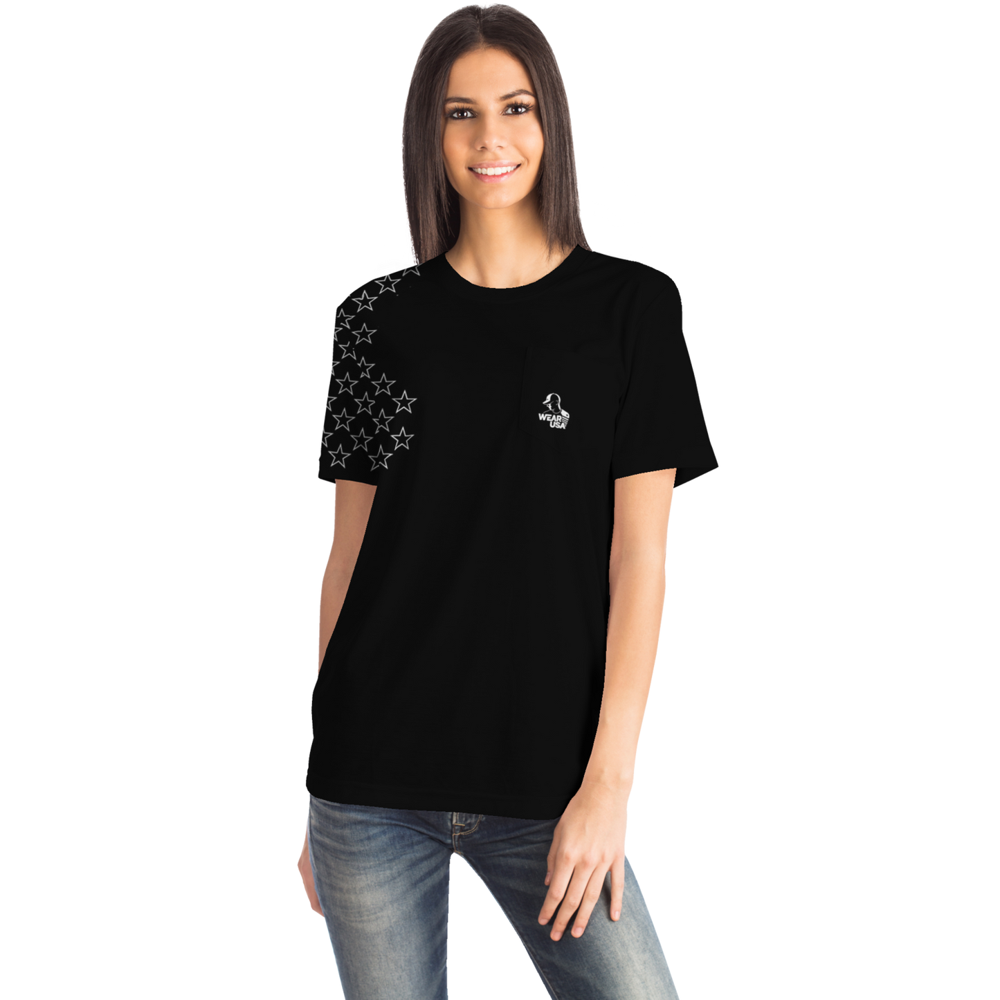 WU - Black Pocket T-shirt - AOP