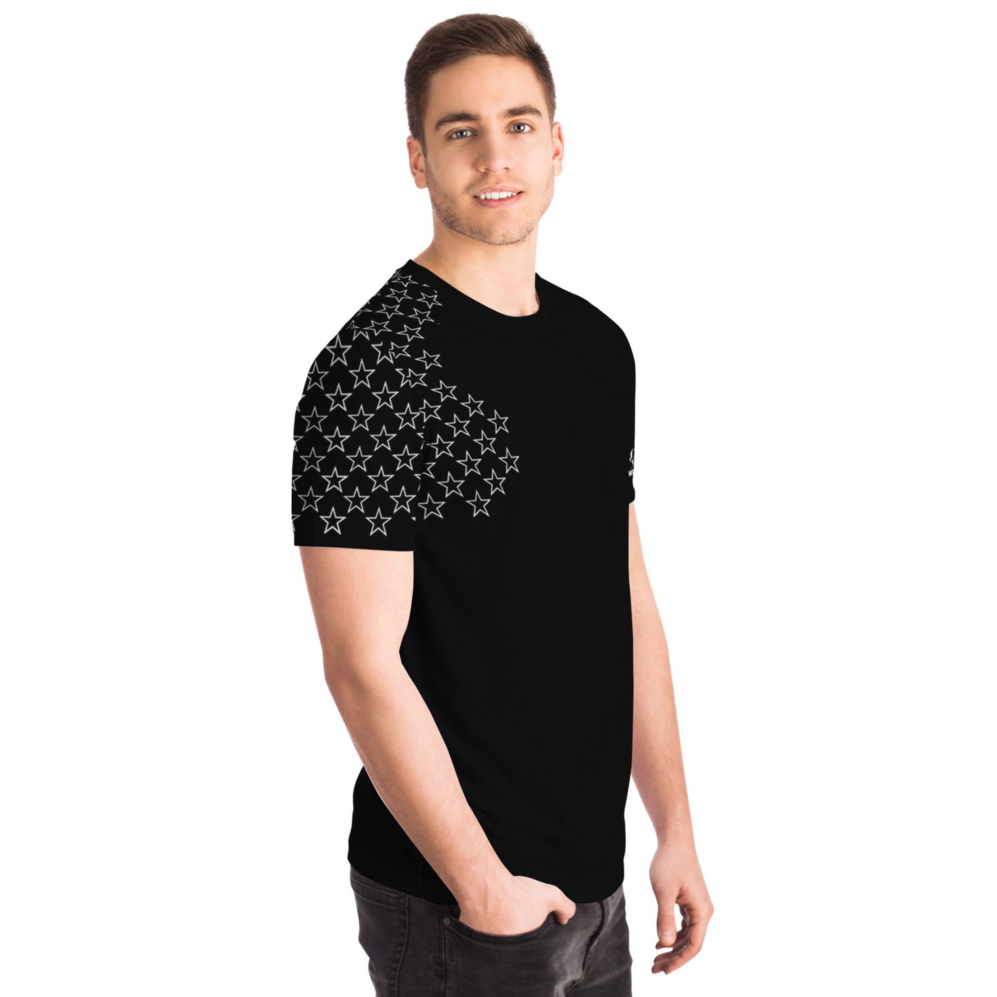 WU - Black Pocket T-shirt - AOP